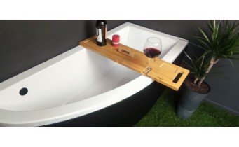 Ванна акрилова Besco Praktika 140x70 R, асиметрична + чорна панель (WAP-140-NP-BL)