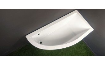 Ванна акрилова Besco Praktika 150x70 R, асиметрична + чорна панель (WAP-150-NP-BL)