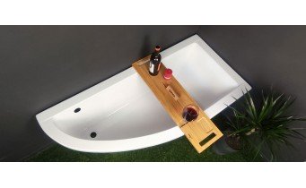 Ванна акрилова Besco Praktika 140x70 R, асиметрична + чорна панель (WAP-140-NP-BL)