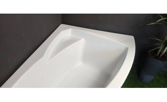 Ванна акрилова Besco Rima 130x85 L, Лівостороння, асиметрична + трьохсекційна душова шторка на ванну