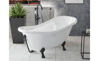 Окремостояча акрилова ванна Besco Otylia 170x77 + ніжки чорні (WKO-170W+CZ) Окремостояча акрилова ванна Besco Otylia 170x77 + ніжки чорні (WKO-170W+CZ)
