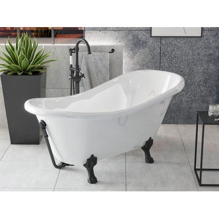 Окремостояча акрилова ванна Besco Otylia 160x77 + ніжки чорні (WKO-160W+CZ)