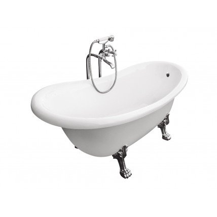 Окремостояча акрилова ванна Besco Otylia 160x77 + ніжки хром (WKO-160W+CH)