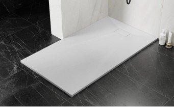 Душовий піддон конгломерат SMC, прямокутний Besco Vexo White UltraSlim 140x90x2,6 см, Білий матовий, із структорованою поверхнею