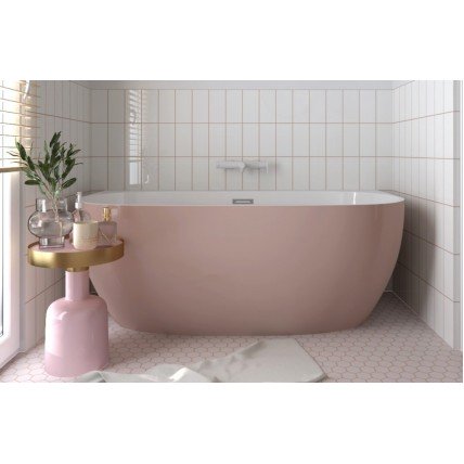 Окремостояча пристінна ванна акрилова Polimat RISA 160x80 см, рожева, pink + ніжки (00480)