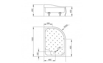 Душовий піддон асиметричний глибокий Radaway Korfu E 100x80x48,5 см, Лівий, з місцем для сидіння, білий (4E81400-03L)