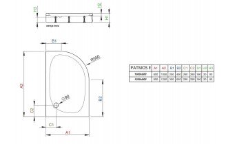 Душовий піддон асиметричний Radaway Patmos E 120x90x16 см, Правий, білий (4P91217-03R)