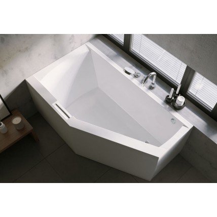 Акрилова ванна Riho Geta Plug & Play 160x90 R, асиметрична з ручкою + ніжки, ванна та панель суцільнолиті (BD46005)
