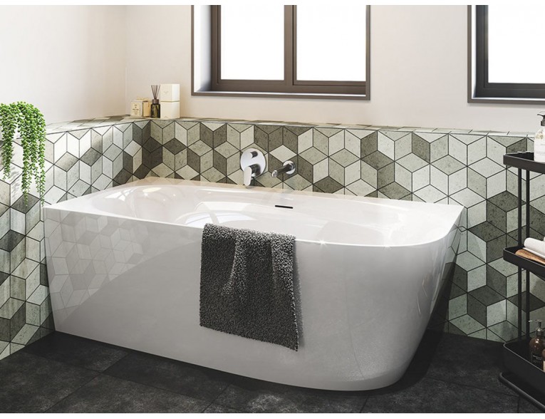 Окремостояча акрилова ванна Riho Omega Corner 170x80 R з сифоном click / clack + ніжки (BD29)