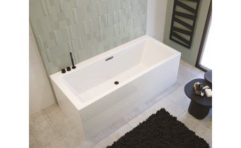 Акрилова ванна суцільнолита з панеллю Riho Rethink Cubic Plug & Play 200x90 см L, Лівостороння, пряма з сифоном click / clack (BE01005)