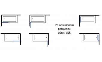 Душова шторка на ванну чорна Besco Enzo 700x1400 мм, на 1 секцію, прозоре скло, діапазон розвороту 90 градусів, ліва / права (PEB-1S)