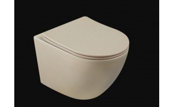 Унітаз безобідковий круглий Tavro QFS Rimless з тонким сидінням soft-close, Duroplast Super Slim, 49х36 см, капучино, бежевий матовий Унітаз безобідковий круглий Tavro QFS Rimless з тонким сидінням soft-close, Duroplast Super Slim, 49х36 см, капучино, бежевий матовий
