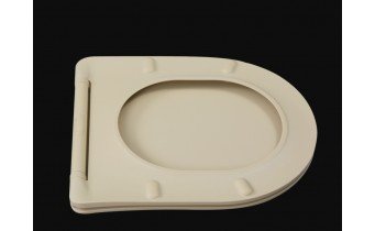 Унітаз безобідковий круглий Tavro QFS Rimless з тонким сидінням soft-close, Duroplast Super Slim, 49х36 см, капучино, бежевий матовий