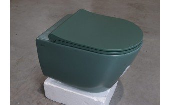Підвісний унітаз круглий Siena 53x36 см, безобідковий, зелений матовий