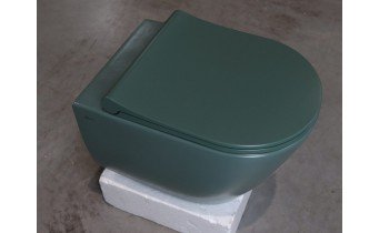 Підвісний унітаз круглий Siena 53x36 см, безобідковий, зелений матовий