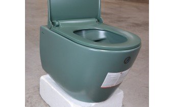 Підвісний унітаз круглий Siena 53x36 см, безобідковий, зелений матовий