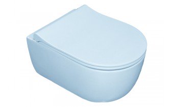 Підвісний унітаз V-Tondo Rimless 49x36 см, безобідковий, крижано-блакитний Підвісний унітаз V-Tondo Rimless 49x36 см, безобідковий, крижано-блакитний