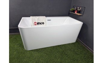 Пристінна окремостояча прямокутна акрилова ванна Volta / Вольта 170x75x58 см, біла глянцева, суцільнолита