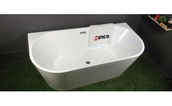 Пристінна окремостояча акрилова ванна Oval / Овал 180x80x58 см, біла глянцева, суцільнолита із заокругленими кутами