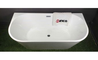Пристінна окремостояча акрилова ванна Oval / Овал 180x80x58 см, біла глянцева, суцільнолита із заокругленими кутами