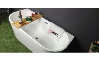 Пристінна окремостояча акрилова ванна Oval / Овал 180x80x58 см, біла глянцева, суцільнолита із заокругленими кутами