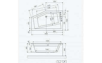 Ванна акрилова асиметрична Excellent Vesper 160x100 см, Лівостороння (WAEX.VEL16WH)