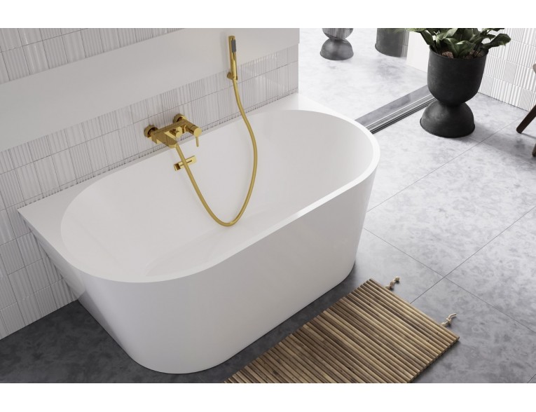 Окремостояча акрилова ванна Besco Vica 150x80 з сифоном click / clack, золотий (WAS-150-VZL)