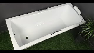 Пряма акрилова ванна Besco Optima Premium з ручками та підголівником, ванна з підголівником, вінко