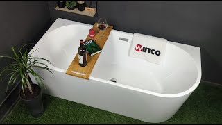 Пристінна кутова акрилова ванна Mia, суцільнолита з заокругленим кутом, winco, вінко сантехніка